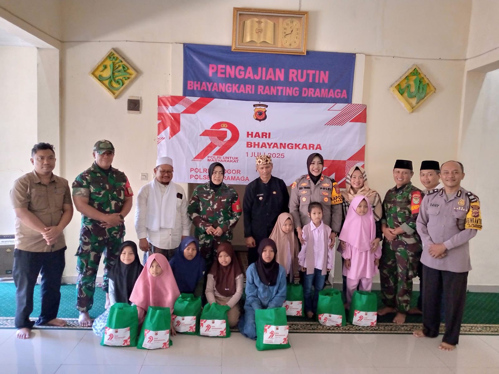 Jelang HUT Bhayangkara ke-79, Kapolsek Dramaga Adakan Tasyakuran dan Santunan Anak Yatim