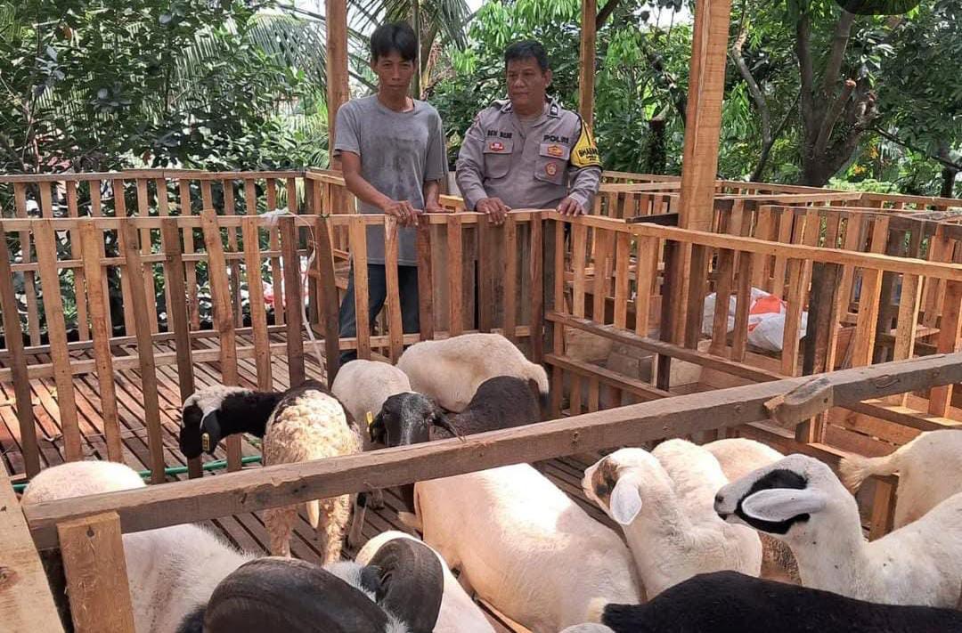 Bhabinkamtibmas Polsek Citeureup Monitoring Peternak Program Ketahanan Pangan di Desa Puspasari