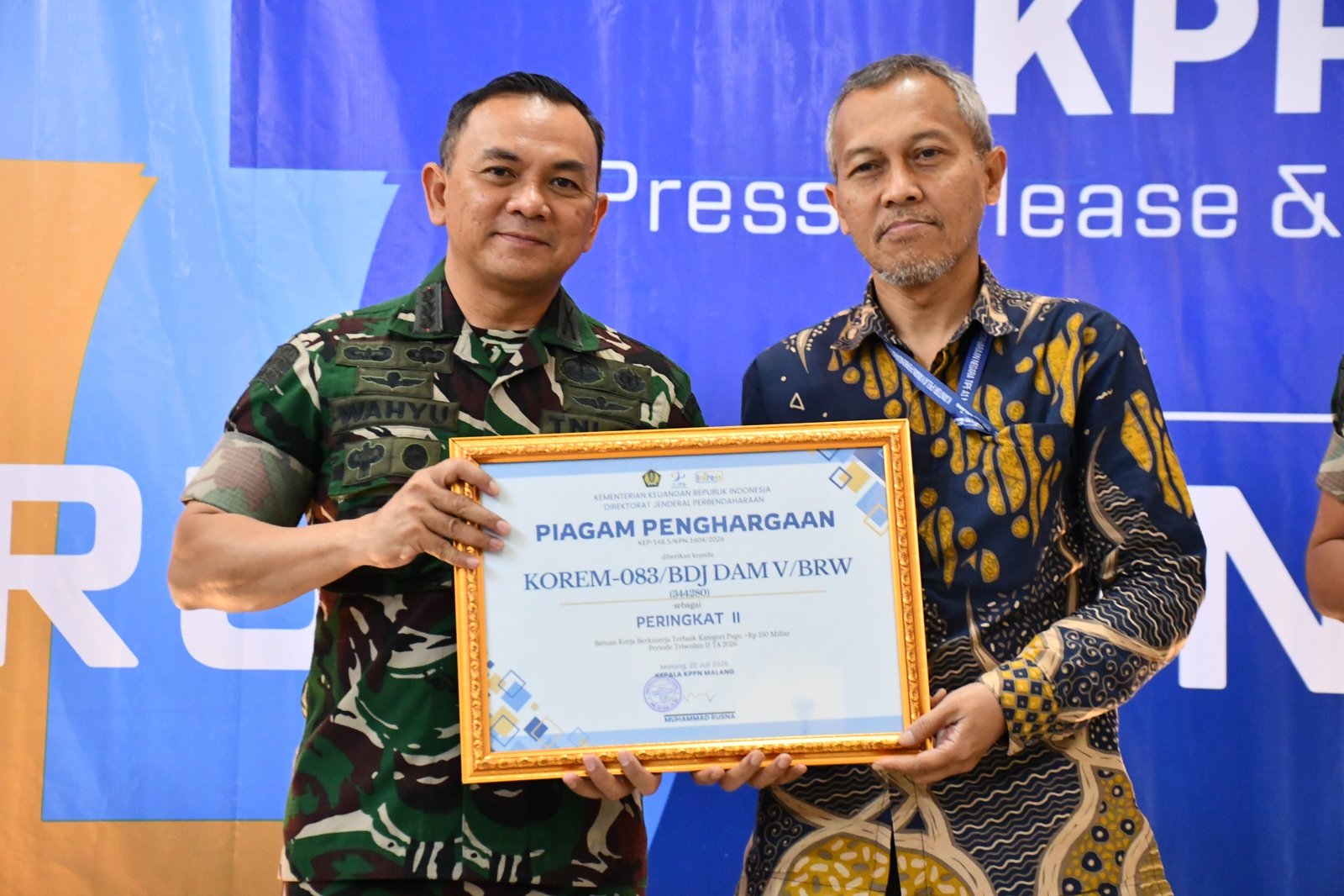 Tata Kelola Anggaran Diakui, Korem 083/Baladhika Jaya Perkuat Komitmen Membangun Kepercayaan Publik